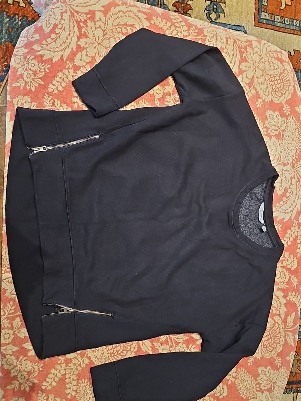 Athleta Black Women's Crewneck Sweatshirt with Zip Pocket Details